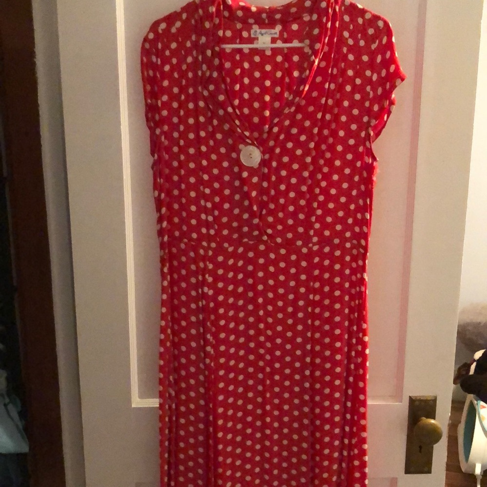 April Cornell red with white polka dot dress